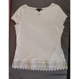 Women's Lauren Ralph Lauren Lace Ballet Neck Tee White Large